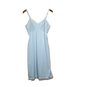 Vintage Aristocraft Superior Slip Dress Sky Blue Sz 36 Lace Trim USA Romantic